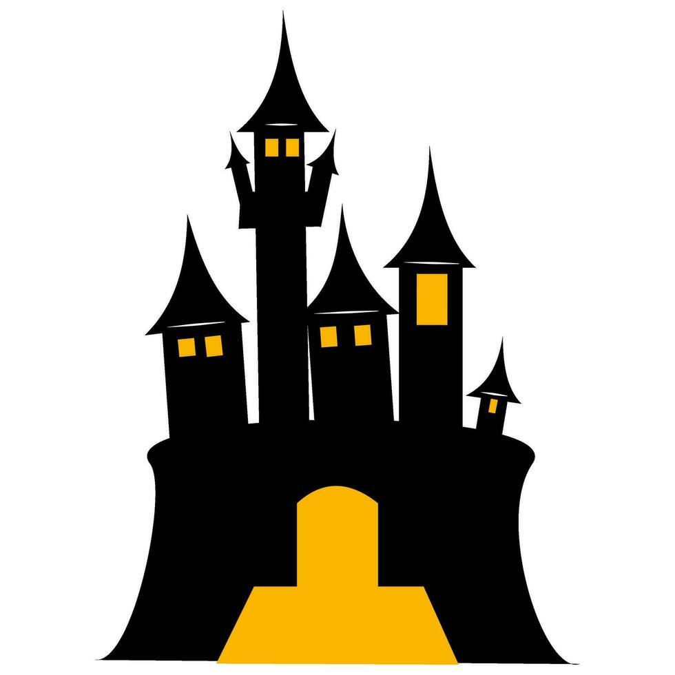 The Castle with the full moon in Halloween scene vector