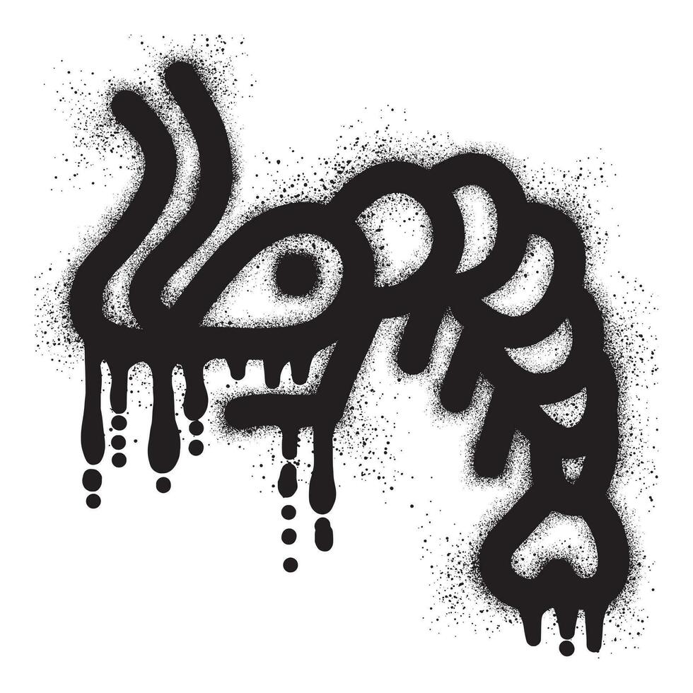 Shrimp graffiti with black spray paint vector
