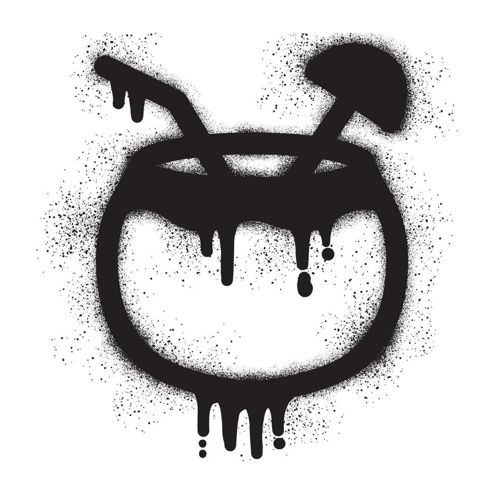 Coconut cocktail graffiti with black spray paint vector