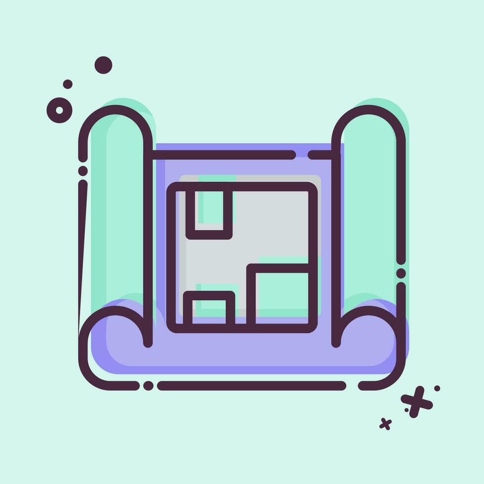 Icon Blue Print. related to Building Material symbol. MBE style. simple design editable. simple illustration vector