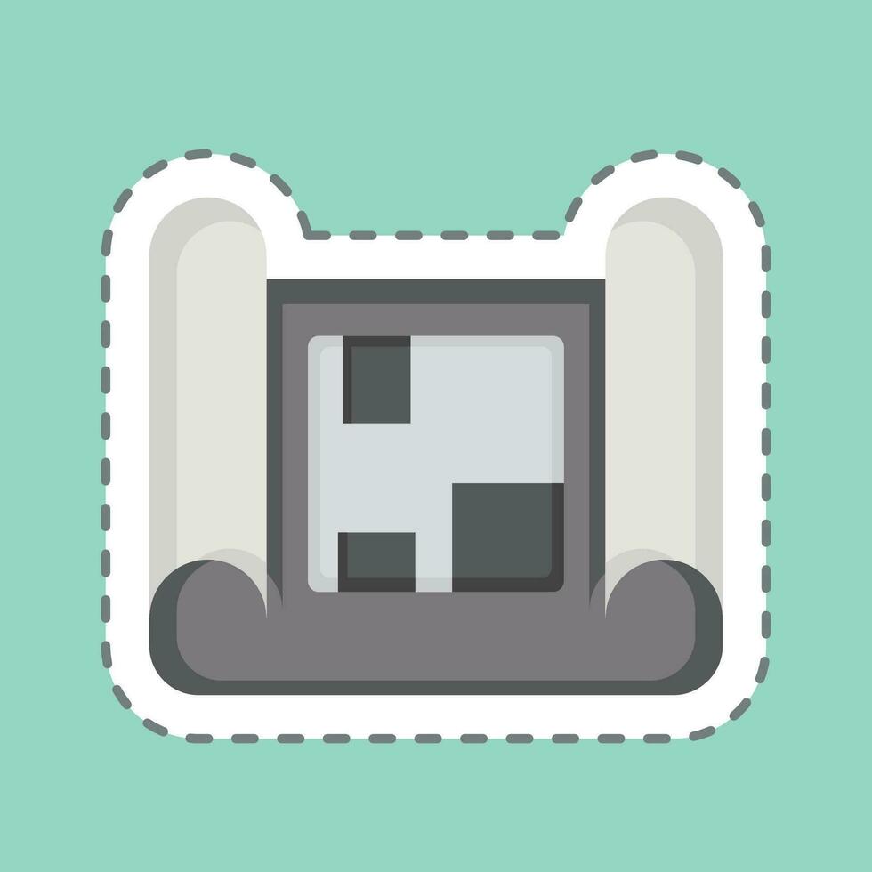 Sticker line cut Blue Print. related to Building Material symbol. simple design editable. simple illustration vector