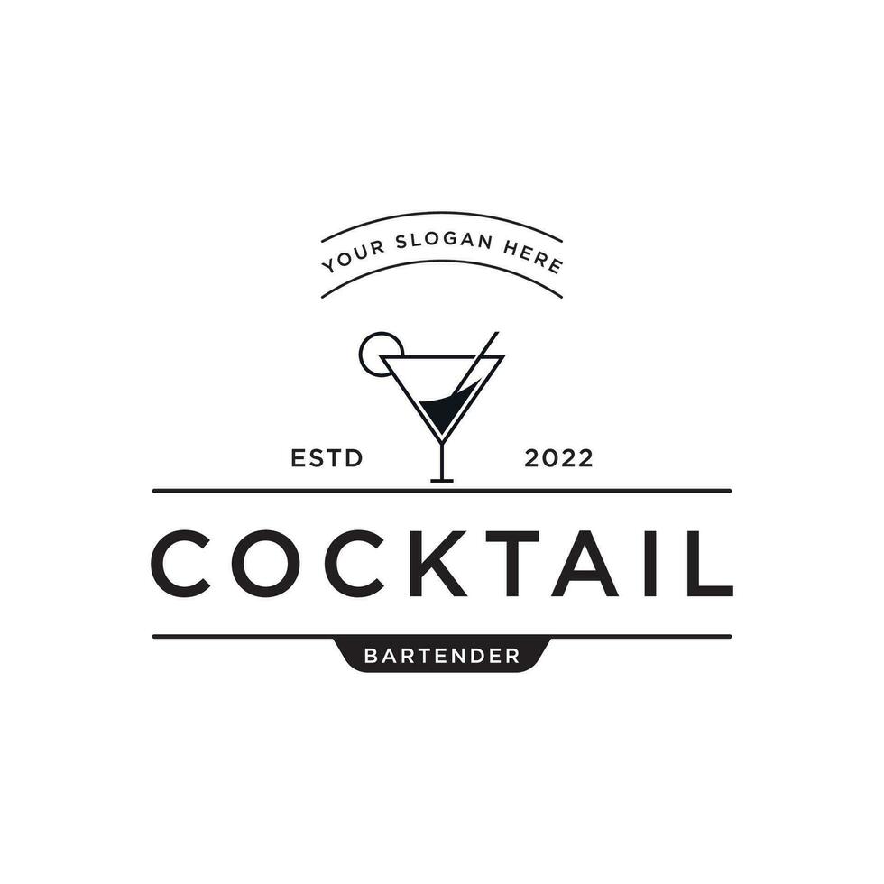 Premium quality cocktail alcohol drink logo design with vintage style. Logo for bar, restaurant, pub, business, badge. vector