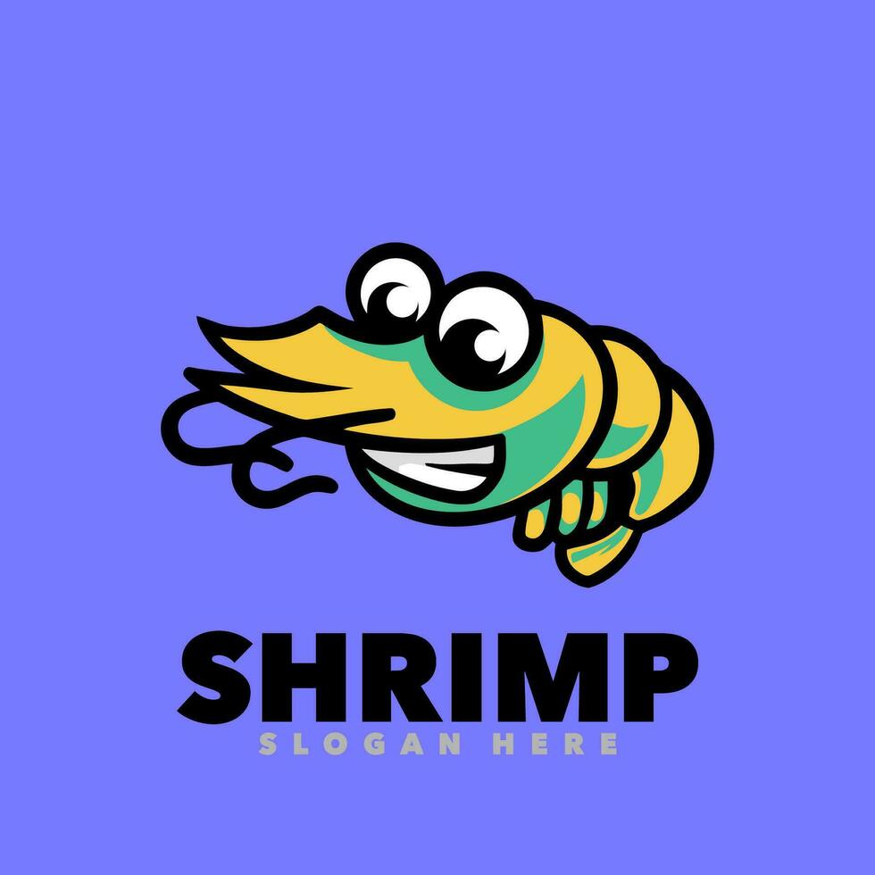 Cute shrimp mascot vector