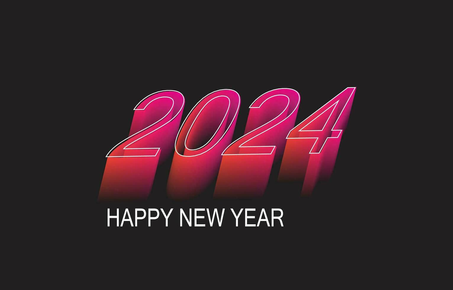 Creative colorful number 2024. A Happy New Year greetings. Colorful design. Calendar title concept. Isolated graphic. Icon or poster idea. Vector template.