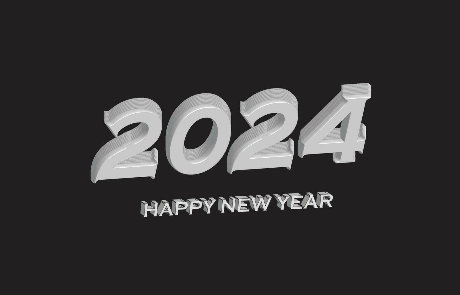 Happy new year 2024 with 3D retro full color design template. 2024 new year celebration concept for greeting card, banner and post template vector