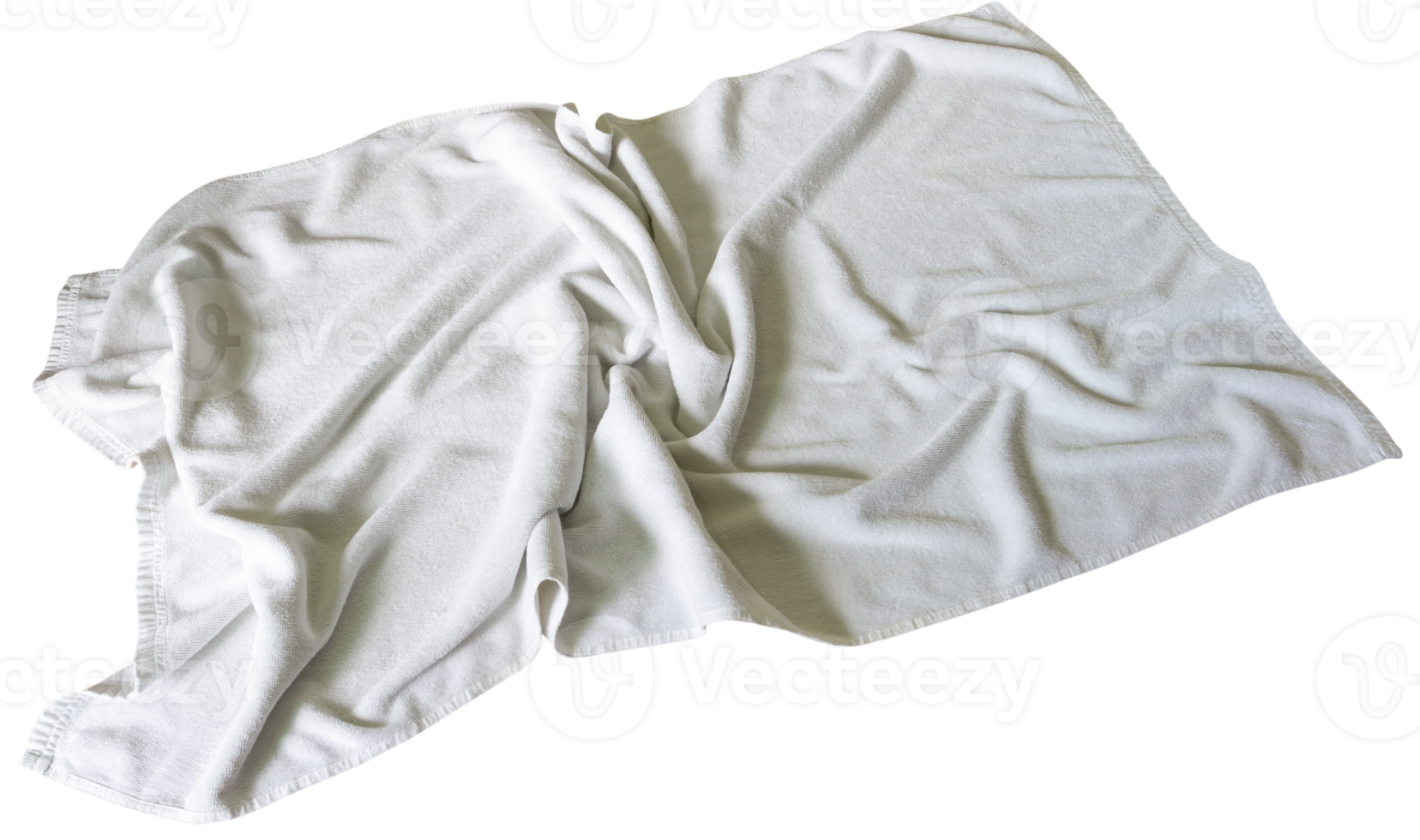 White crumpled used towel isolated with clipping path in png file format