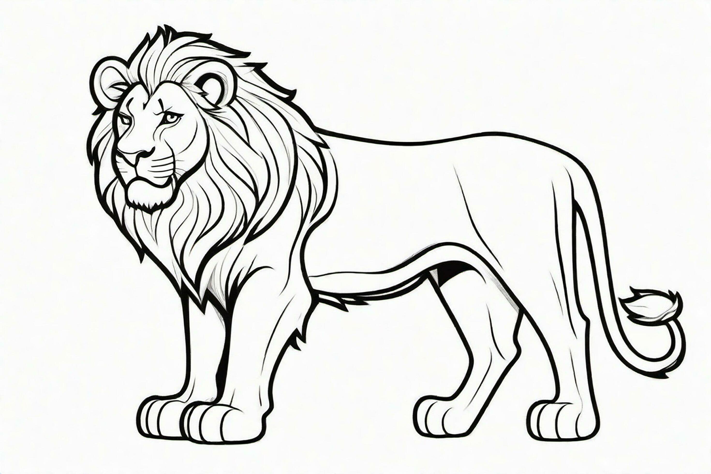 Black Line art Cute Lion for Kids Coloring Page 28205425 Stock Photo at ...