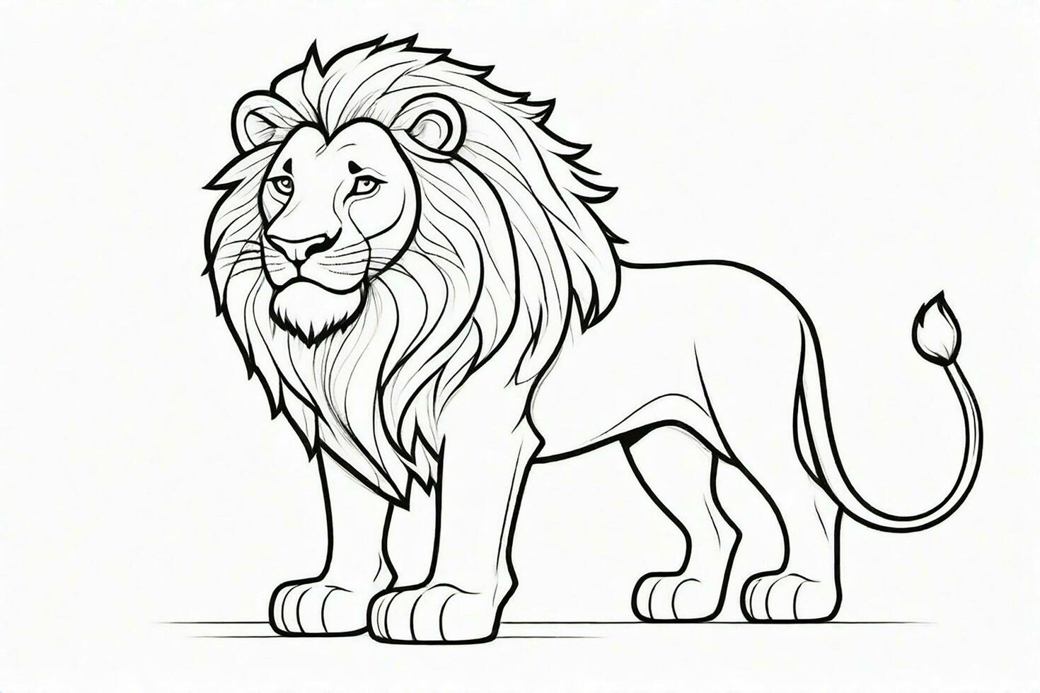 Black Line art Cute Lion for Kids Coloring Page 28205527 Stock Photo at ...