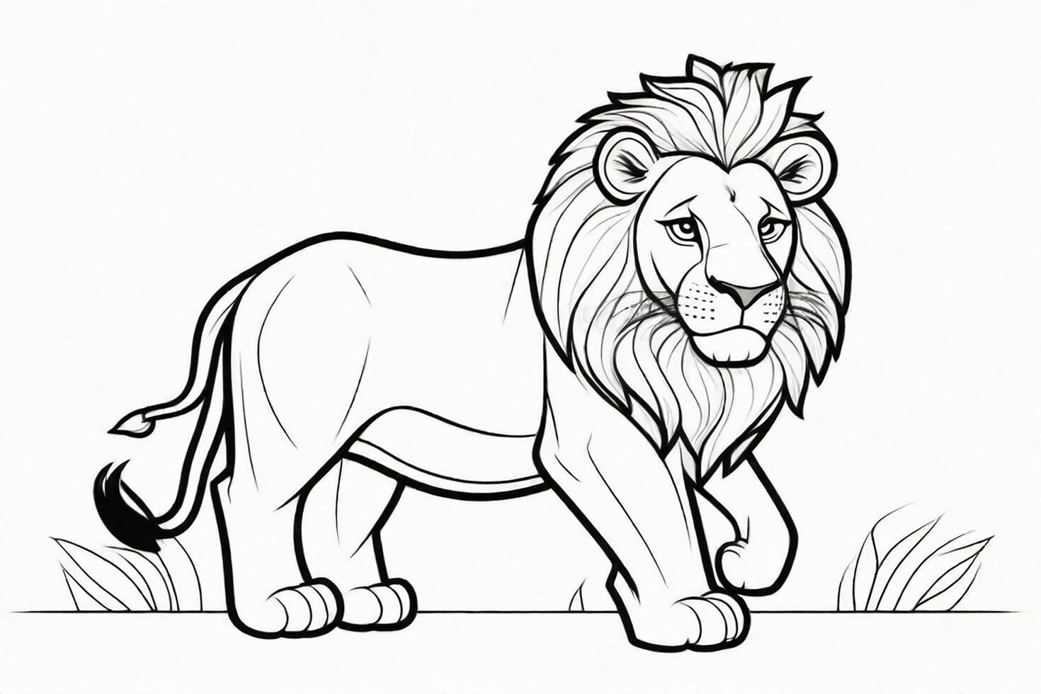 Black Line art Cute Lion for Kids Coloring Page 28205610 Stock Photo at ...