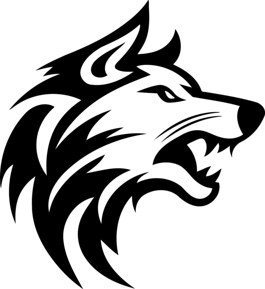 animal mammal wolf head black and white vector