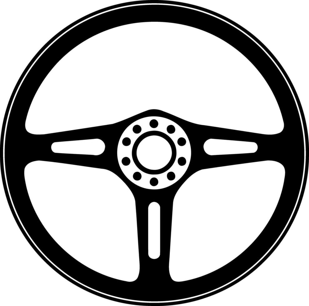 black and white classic vintage car steering wheel object vector