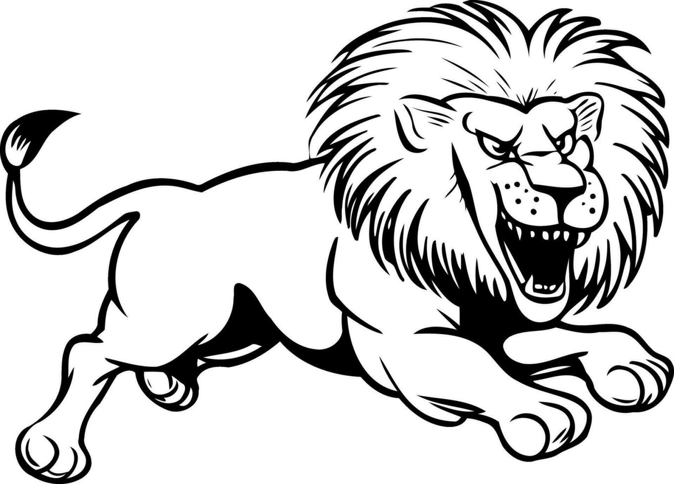 male lion wild animal body in black and white vector