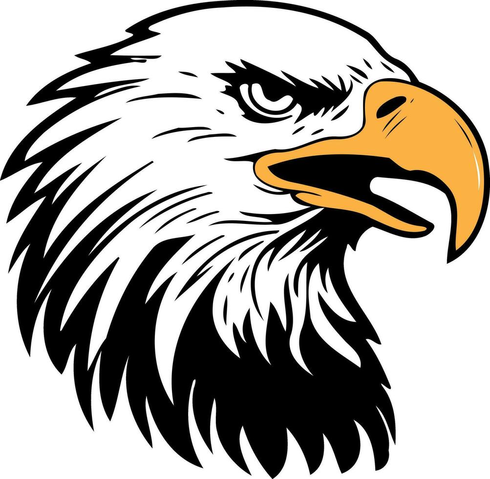 águila pájaro cabeza negro blanco y amarillo vector