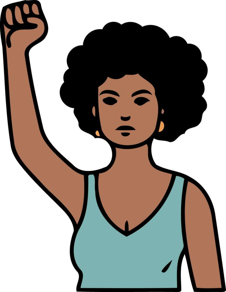 person black woman clenched fist raised 28205771 Vector Art at Vecteezy