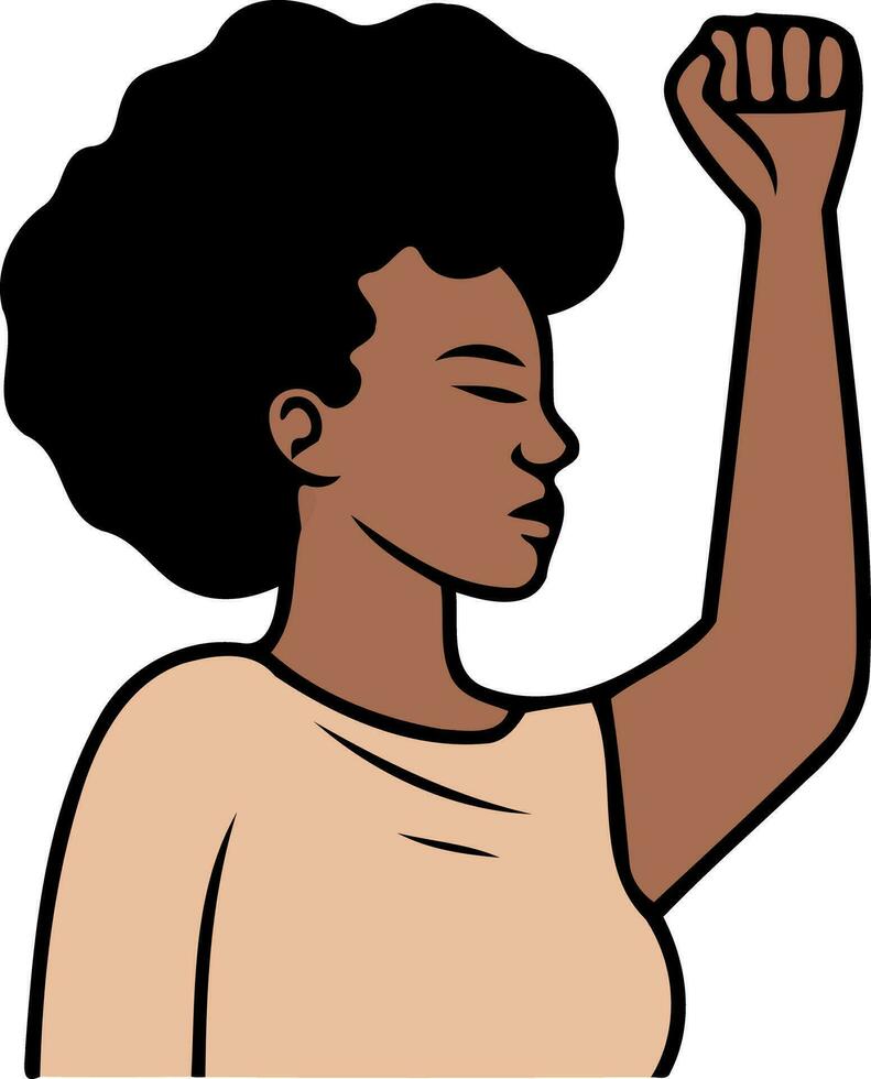 person black woman clenched fist raised vector