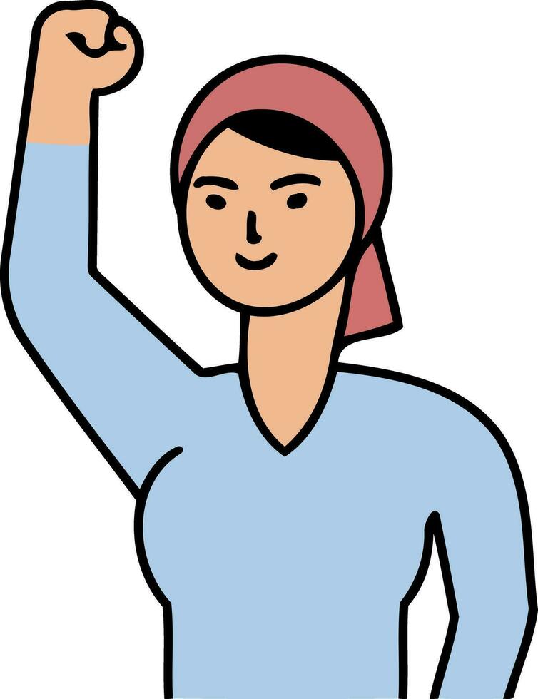 person oriental woman clenched fist raised vector