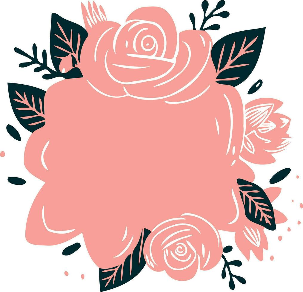 girly rose floral frame vector