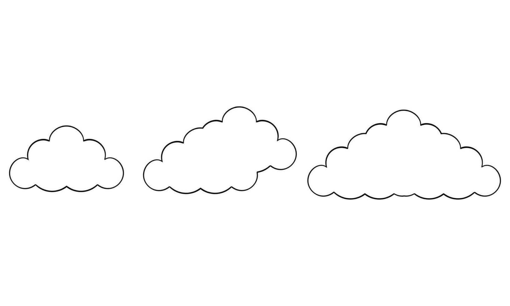 hand drawn clouds of various shapes vector