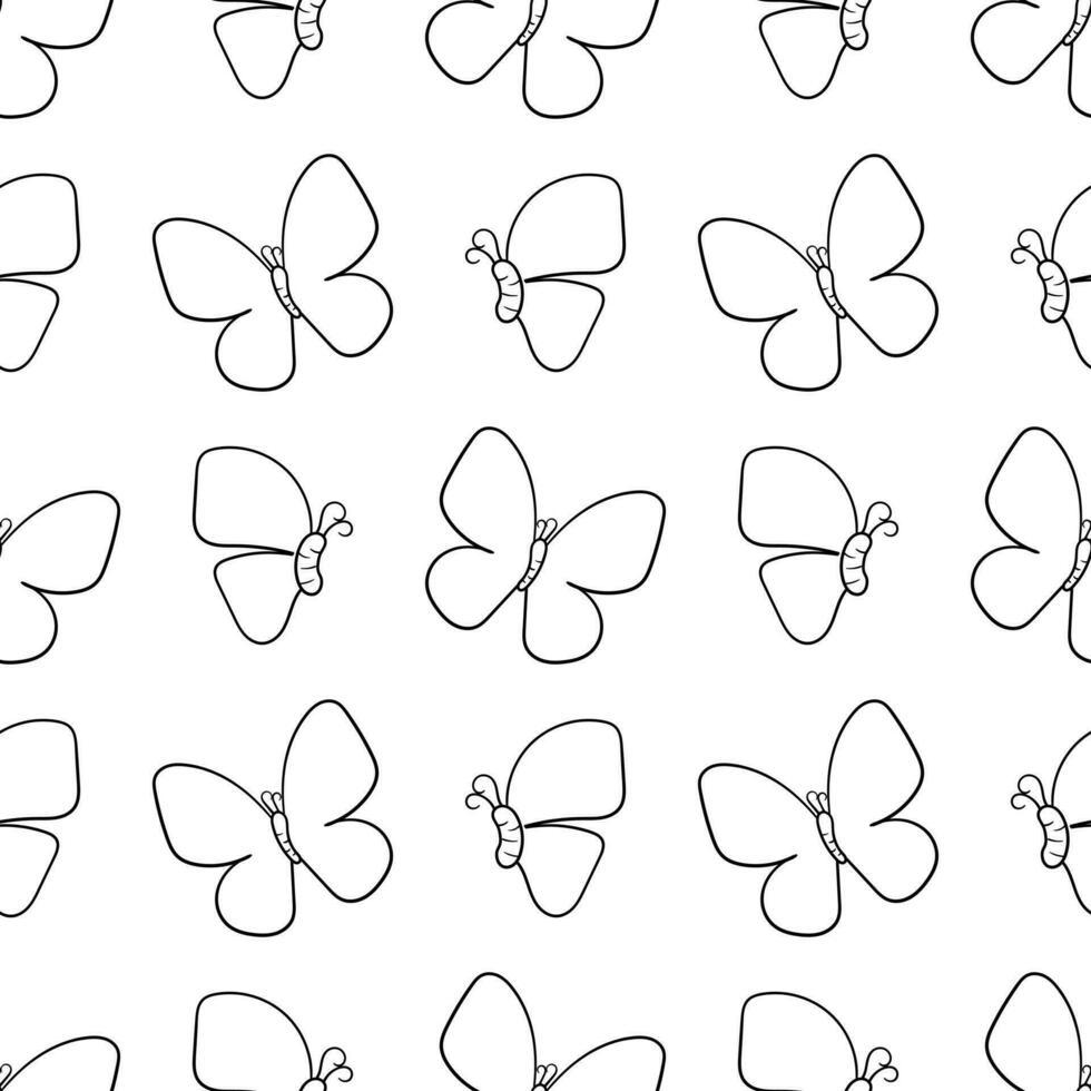 butterfly hand drawn seamless pattern vector