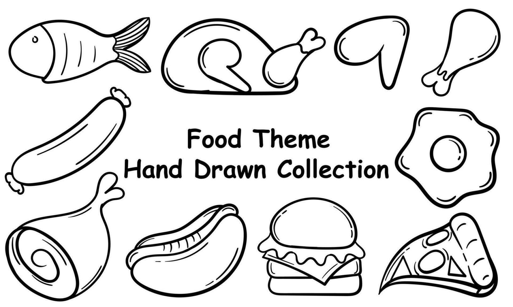 food themed hand drawn collection vector