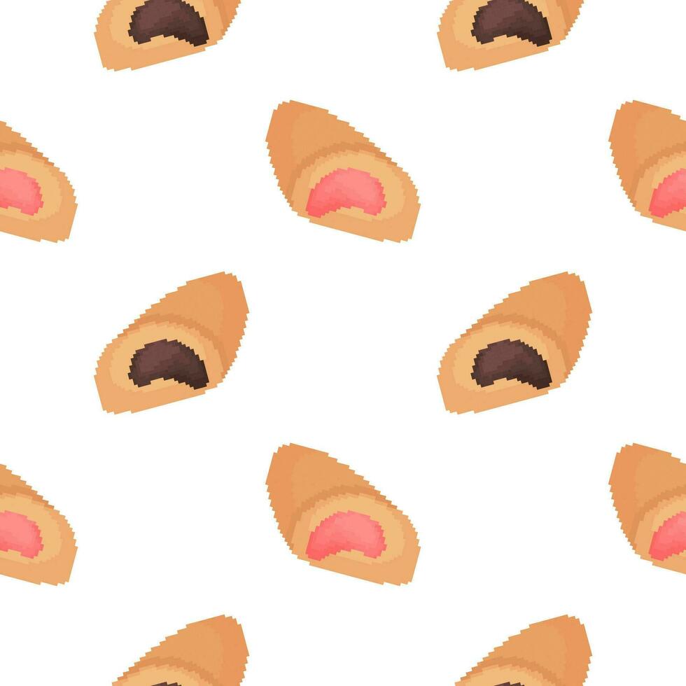 seamless pattern of chocolate and strawberries buns vector