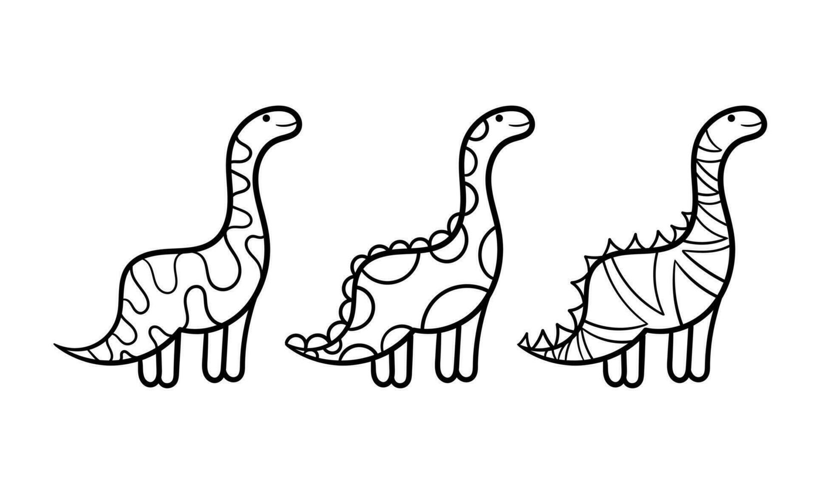 dino illustration in 3 styles vector