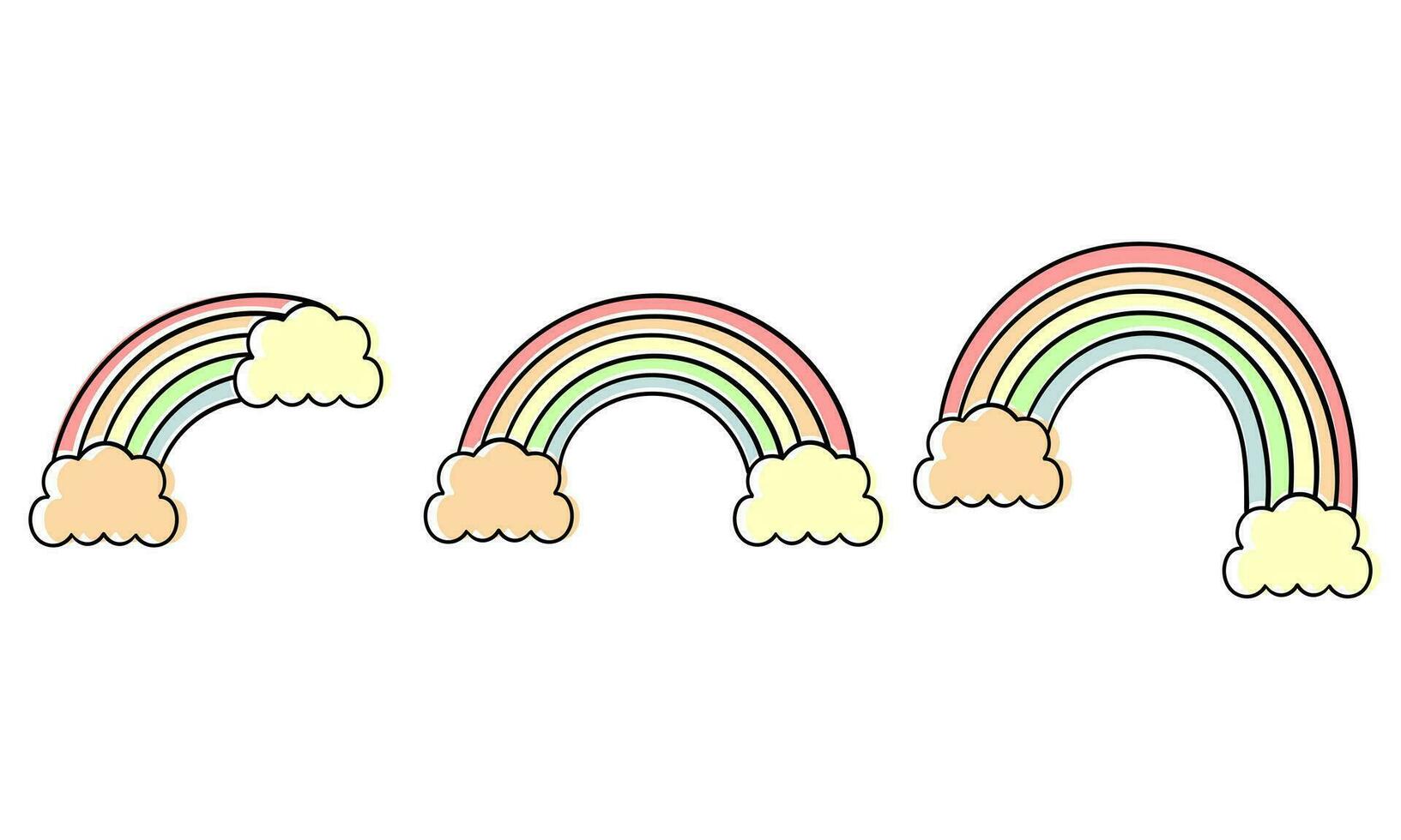 hand drawn clouds and rainbow vector