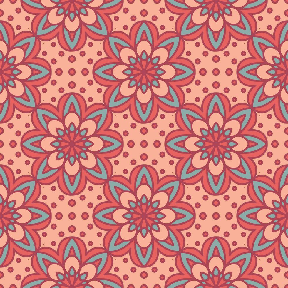patrón floral étnico sin fisuras con mandalas vector