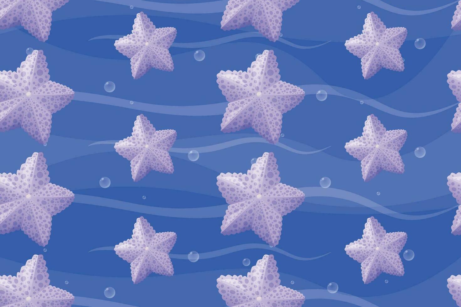 dibujos animados púrpura estrella de mar, vector sin costura marina modelo.