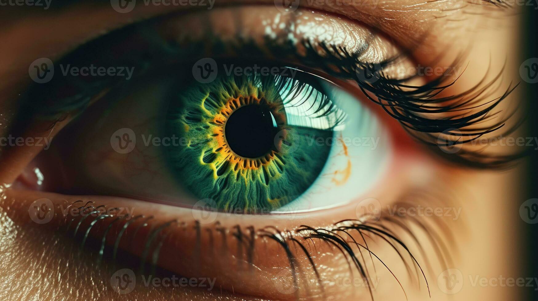 Blue and Beautiful A detailed closeup and colorful view beauty of the human iris and pupil AI Generative photo
