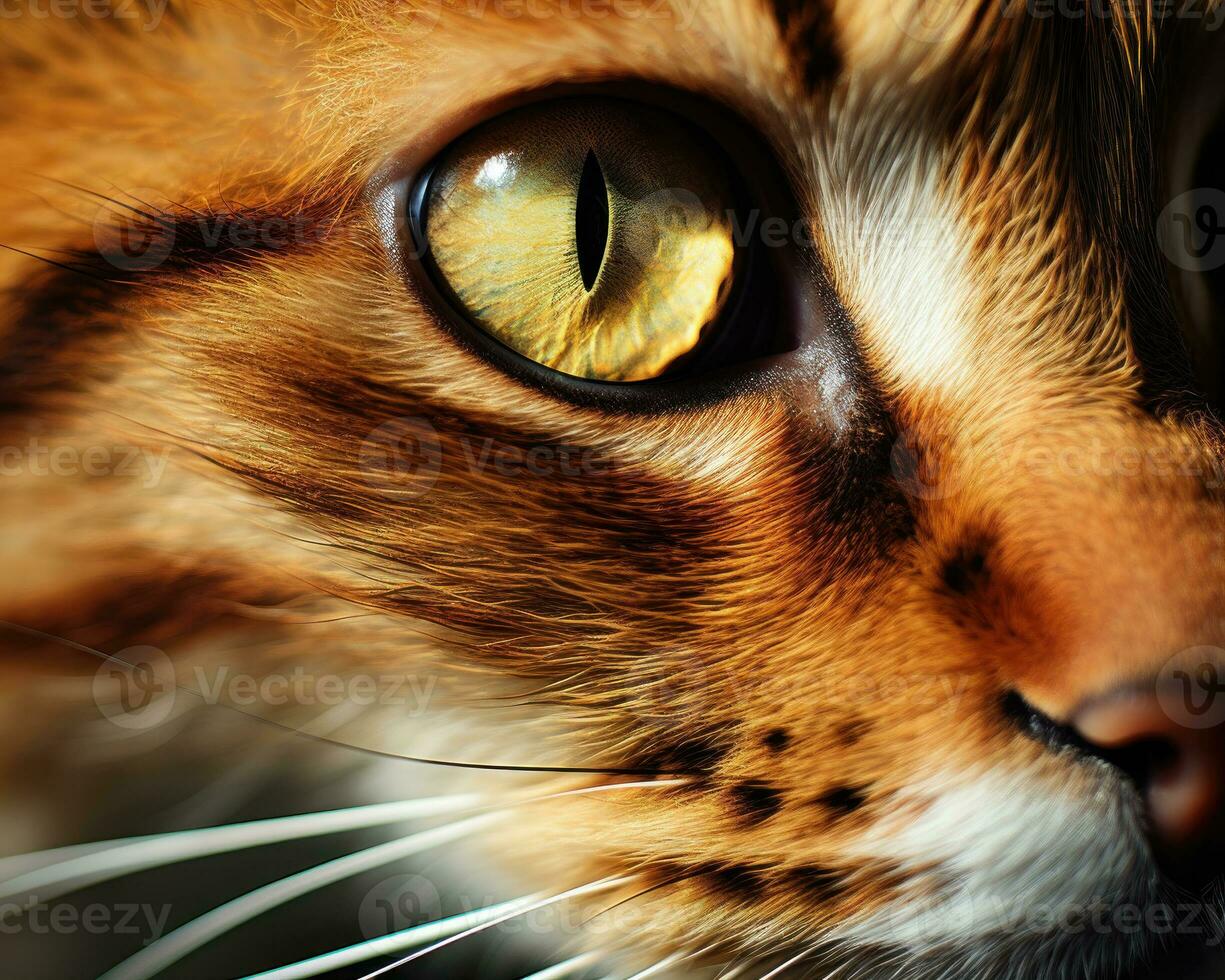 curioso gato con vistoso ojos un de cerca de naturalezas preguntarse ai generativo foto