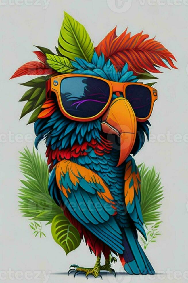 A detailed illustration of a Parrot for a t-shirt design, wallpaper and fashion design photo
