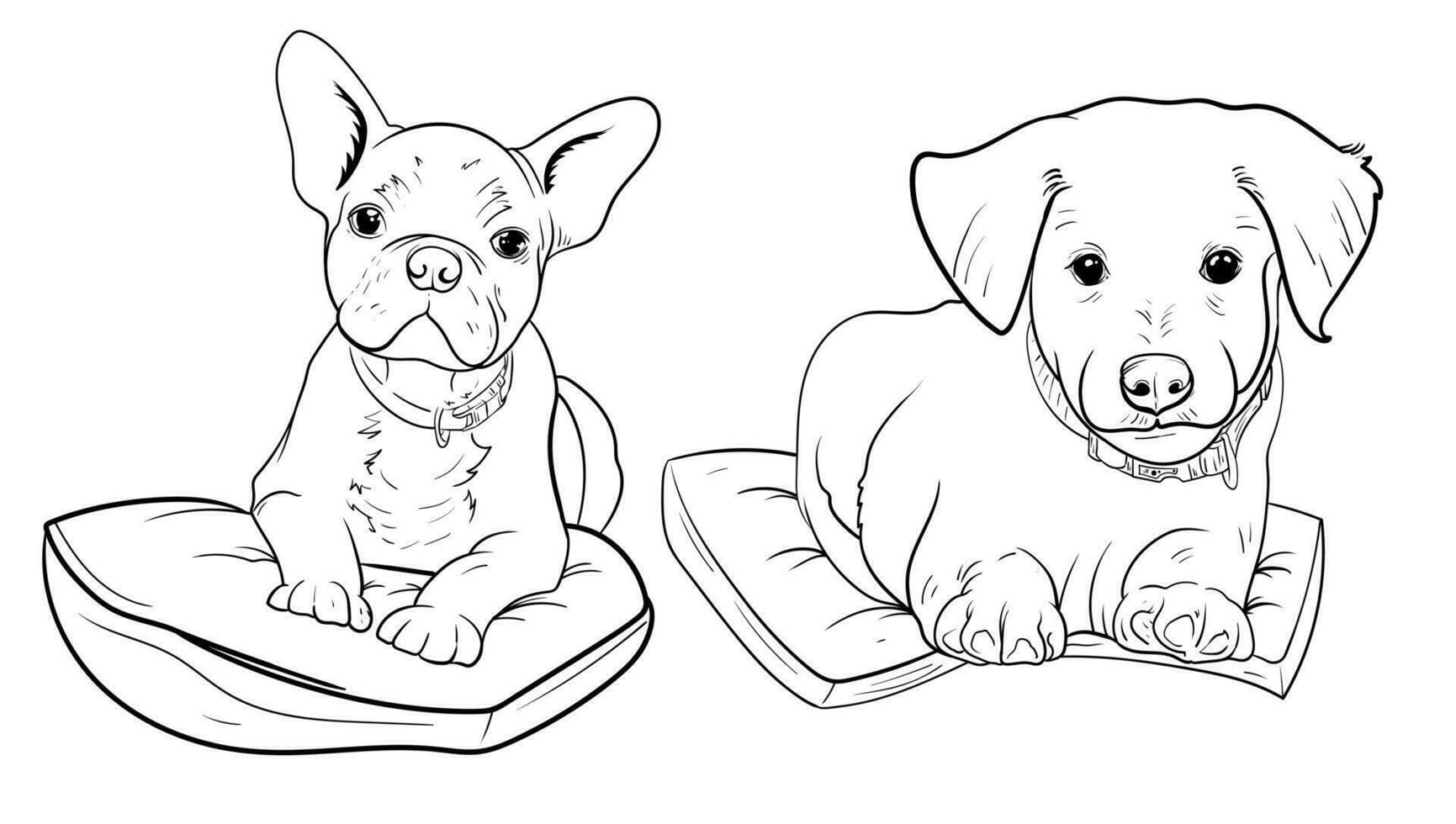 set of hand drawn Outlined animal dog head. Vector illustration beagle dog is a simple vector sketch illustration