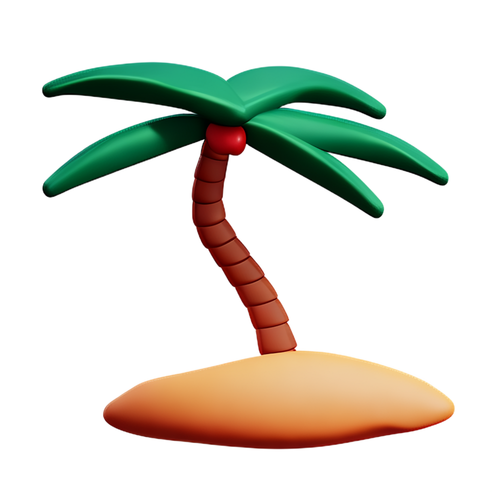 beach palm tree 3d travel and holiday illustration png