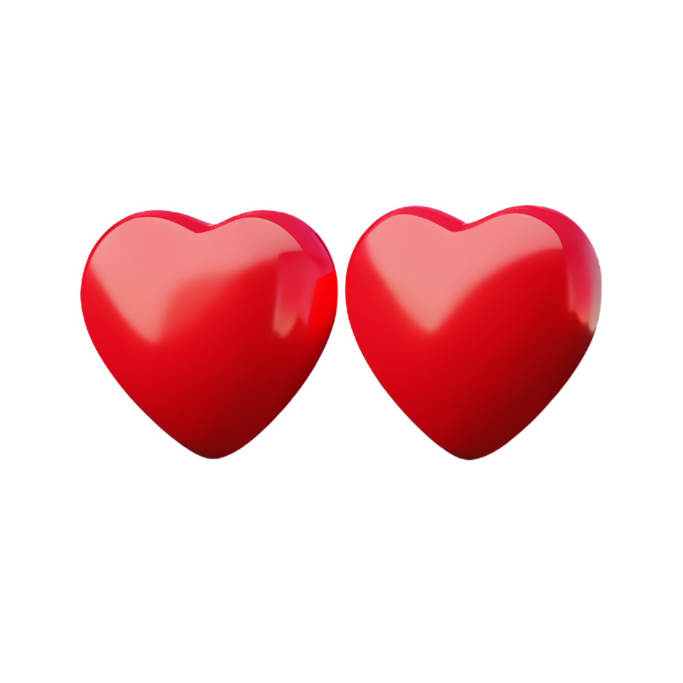 valentines day 3d stereo love red hearts png