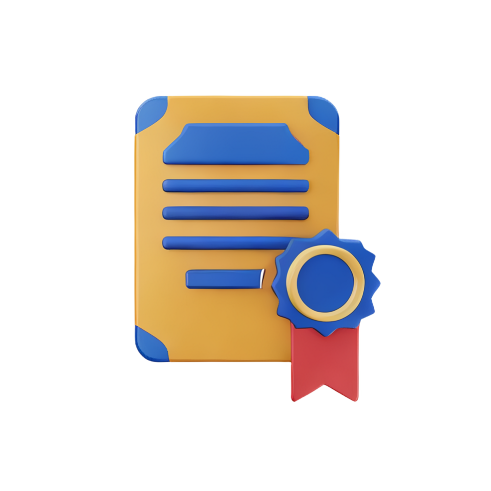 certificate 3d rendering icon illustration png
