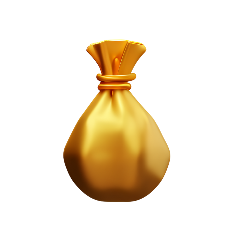chinese new year icon gold coins-bag 3d render png