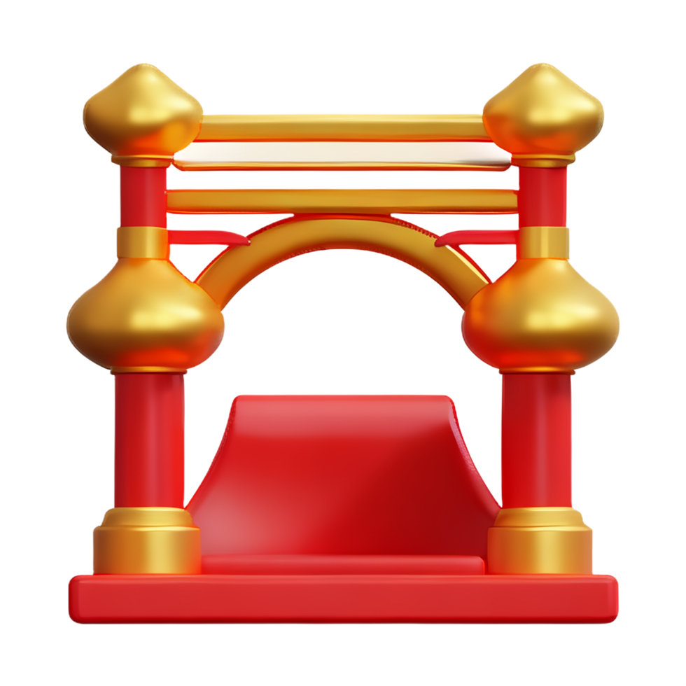 chinese new year icon gold temple gate 3d render png
