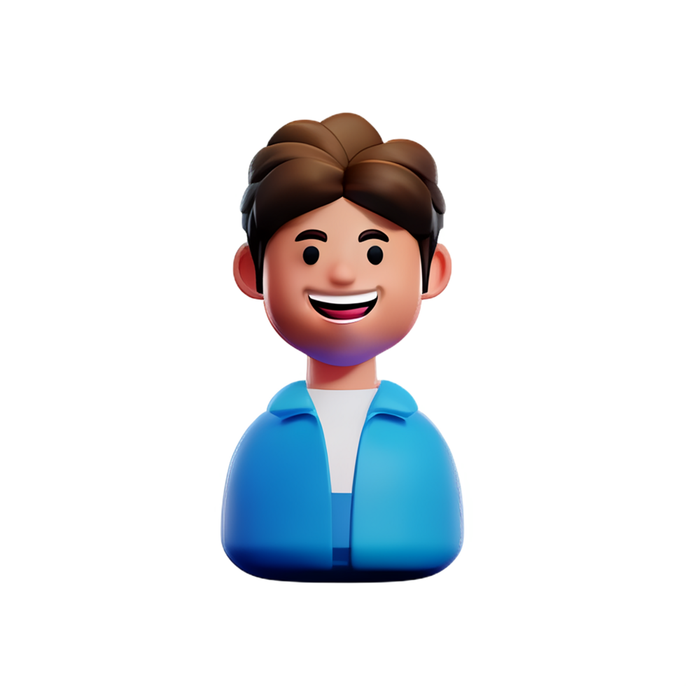 contento estudiante chico personaje cara 3d ilustración icono png