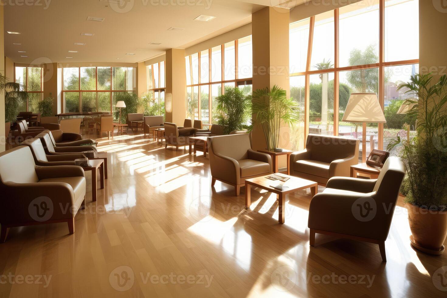 Hotel lobby with european style furniture profesional photograpy Ai Generated photo