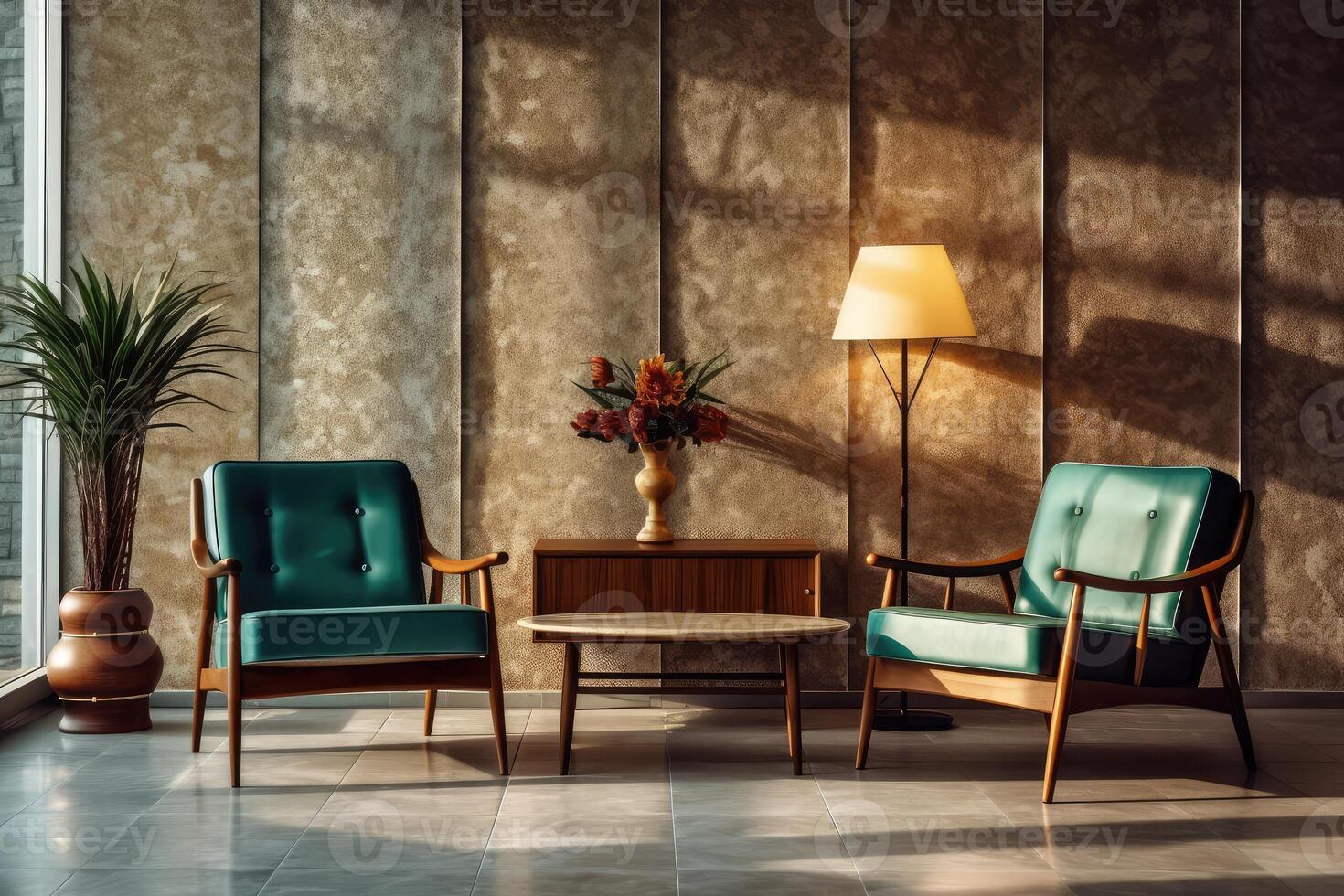 Hotel lobby with vintage style furniture profesional photograpy Ai Generated photo