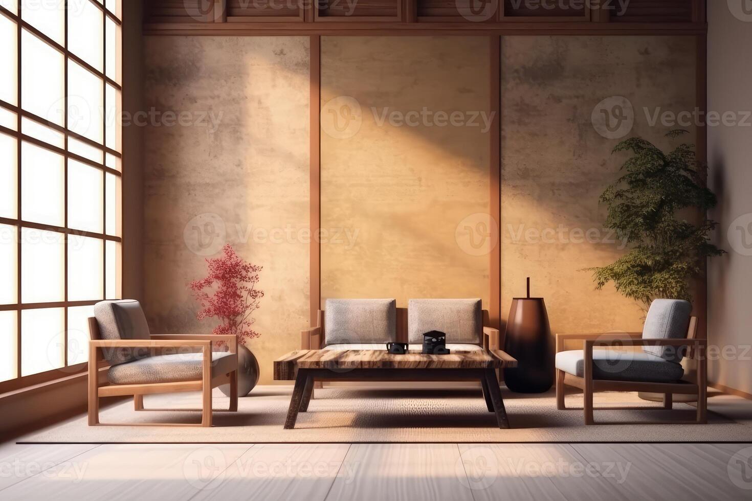 Hotel lobby with japanese style furniture profesional photograpy photo