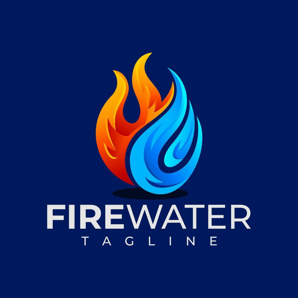 Modern colorful gradient fire water logo design vector