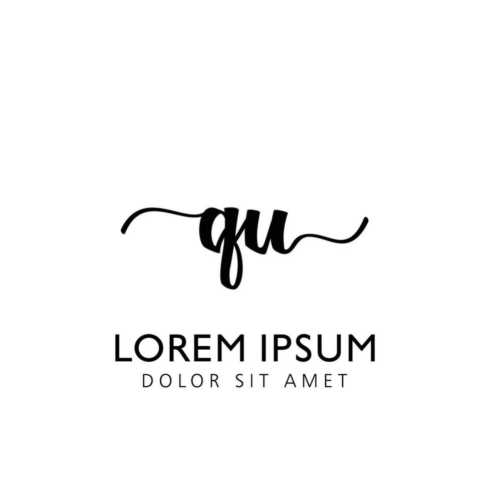 QU Initial Handwriting Template Design vector