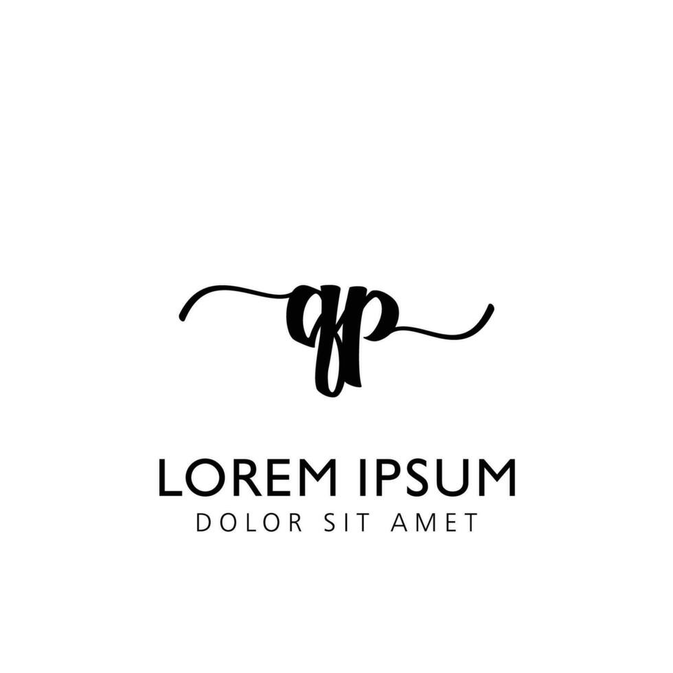QP Initial Handwriting Template Design vector