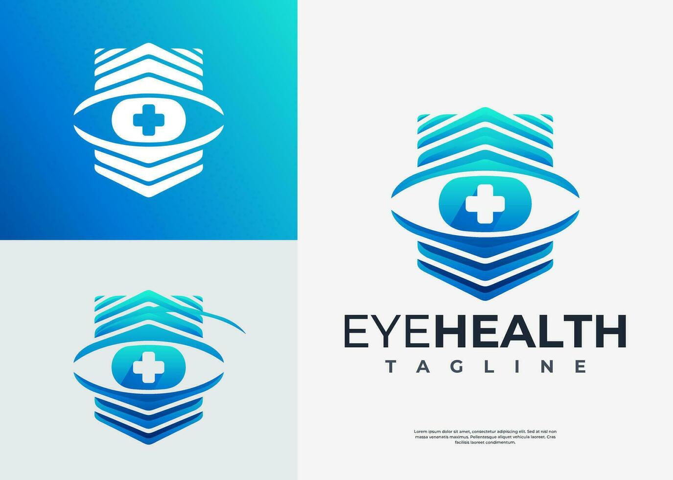 Modern abstract optic eye medical shield logo design brand vector