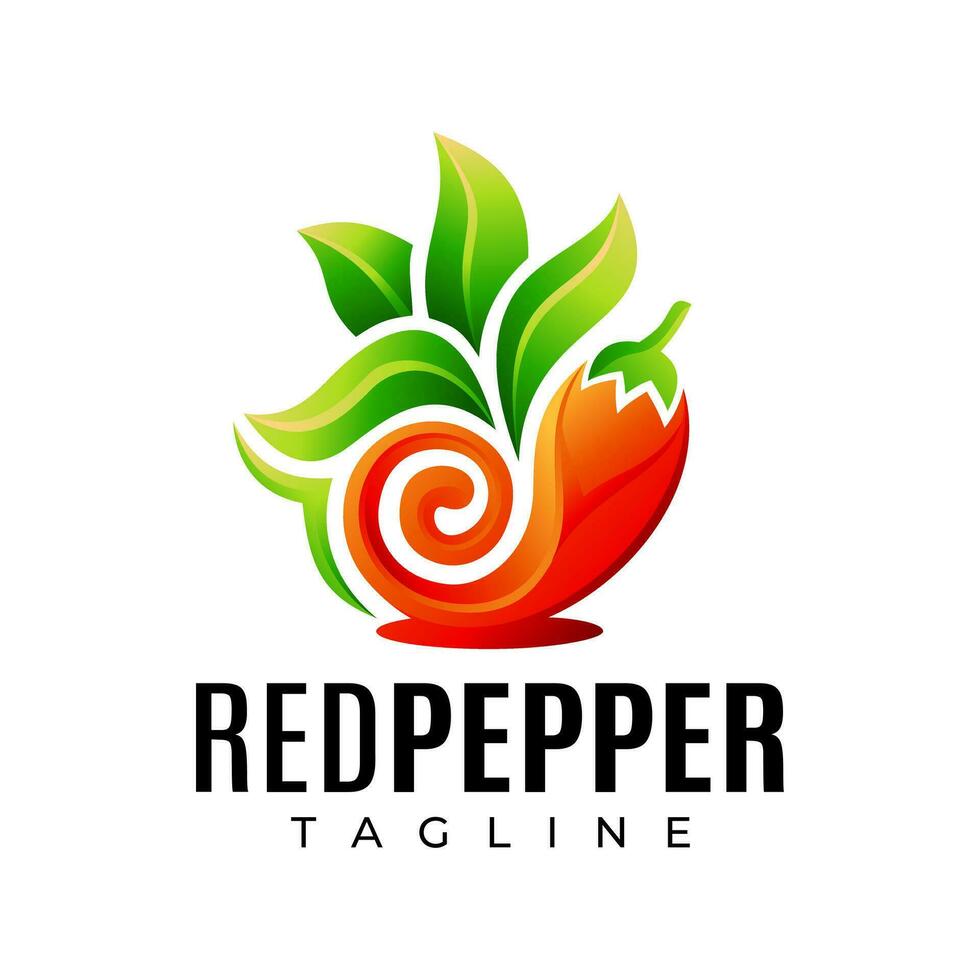 Gradient simple red chili pepper abstract logo design vector