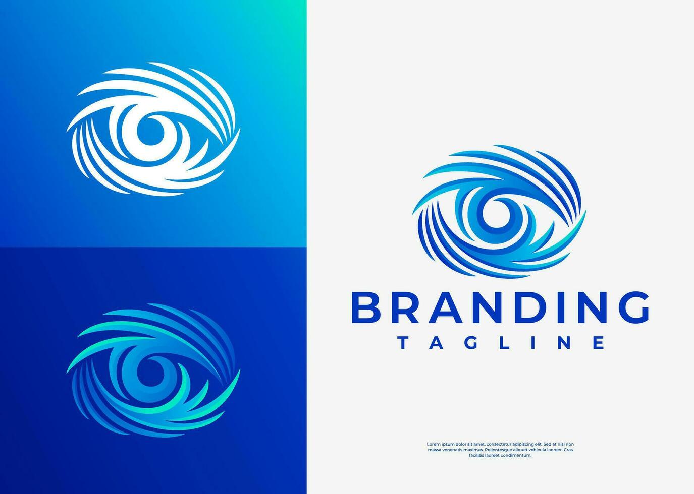 Line swoosh optical eye abstract logo design template vector