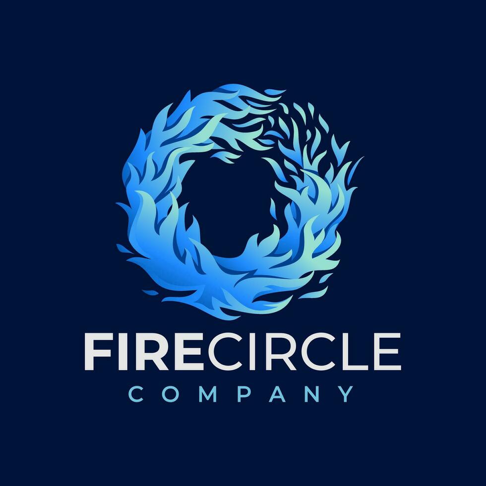Abstract blue flare fire initial letter O logo design vector