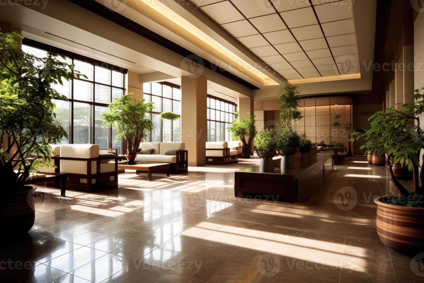 Hotel lobby with japanese style furniture profesional photograpy photo